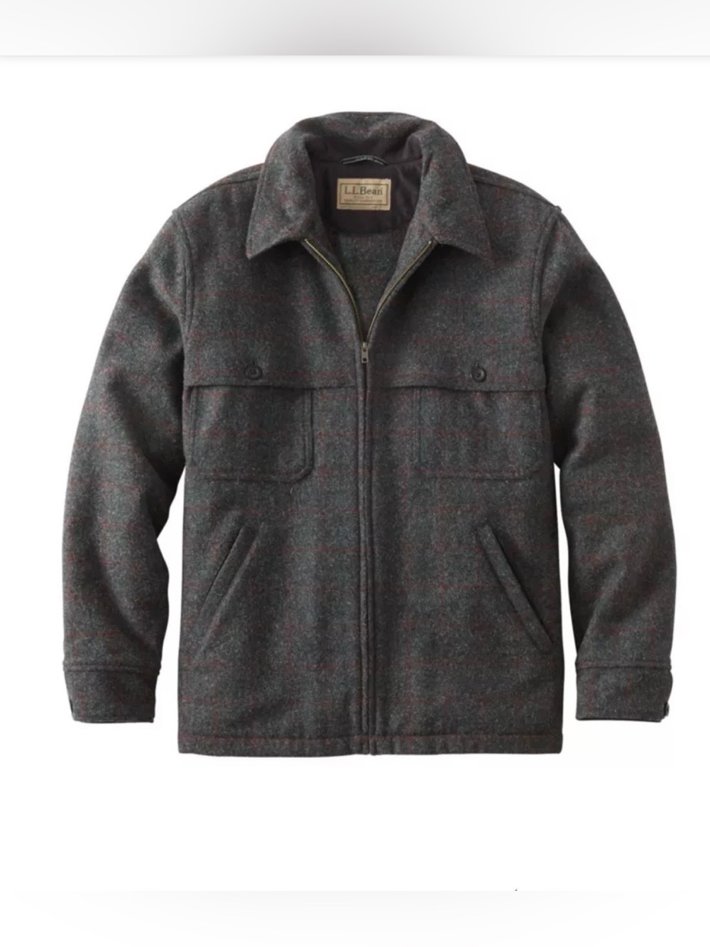 L.L.Bean Men's XXL Wool Blend PrimaLoft Insulated Quilted Jacket